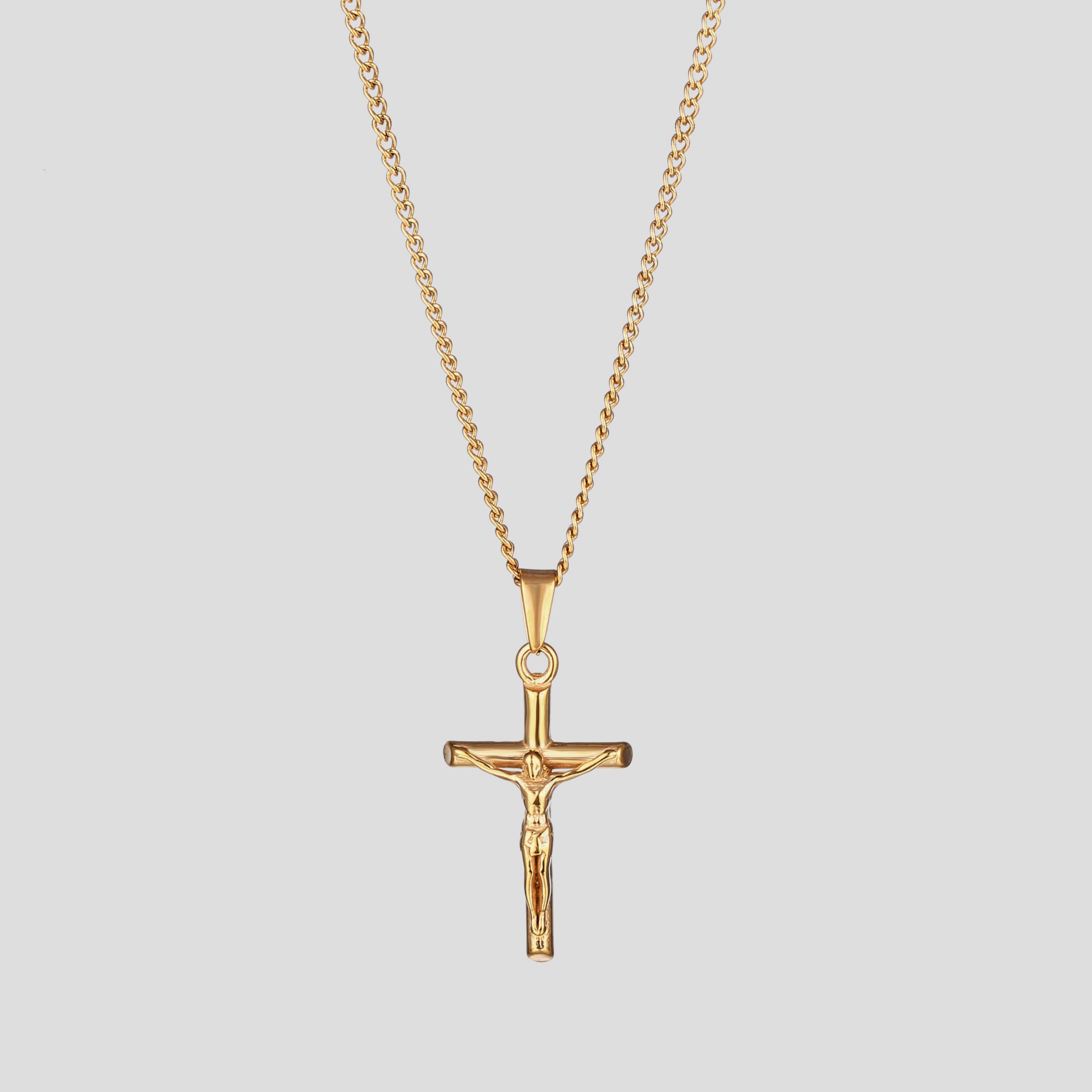 Classic Cross Pendant with Chain Gold