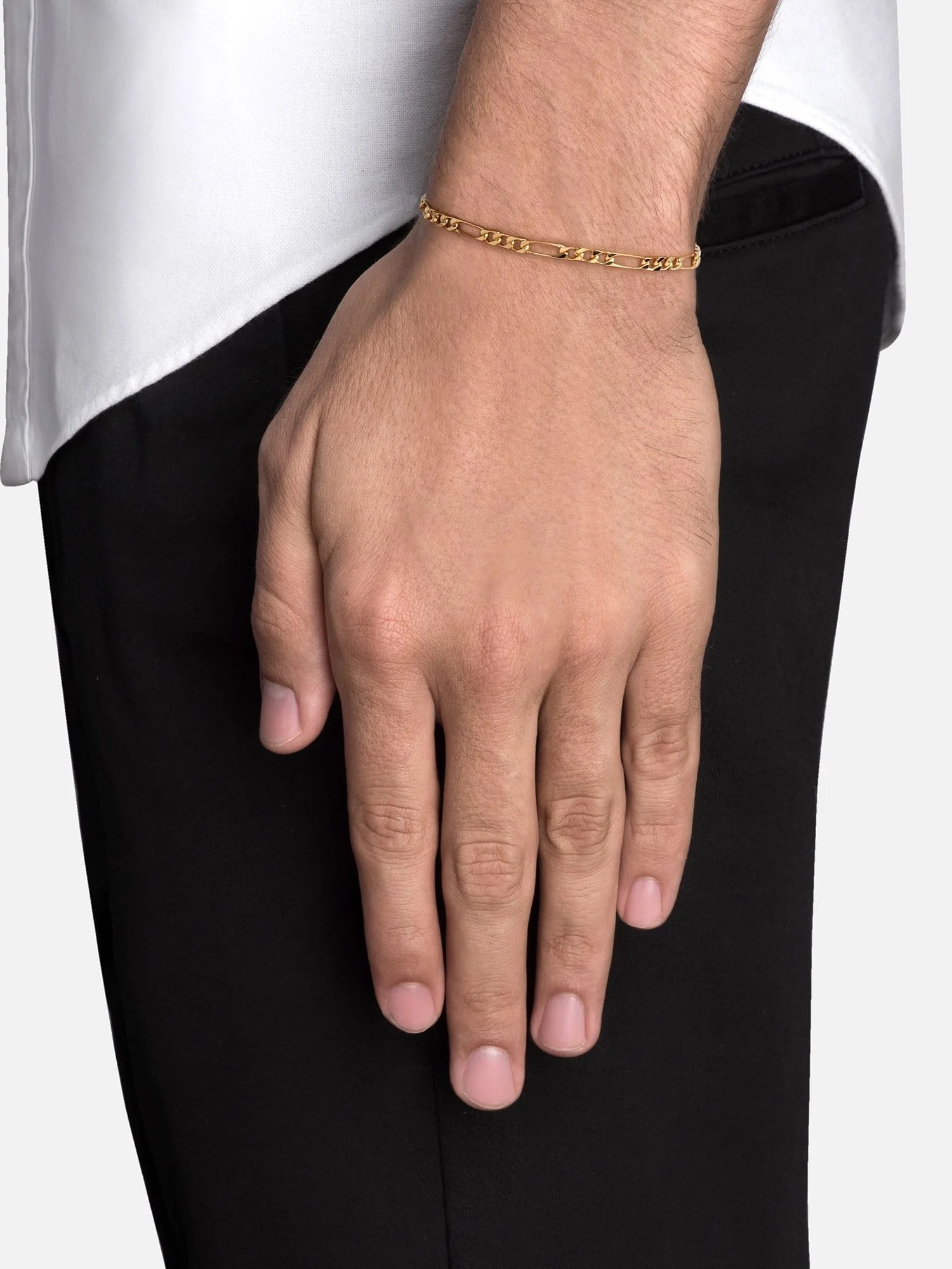 Gold 3mm Figaro Bracelet - Image 3