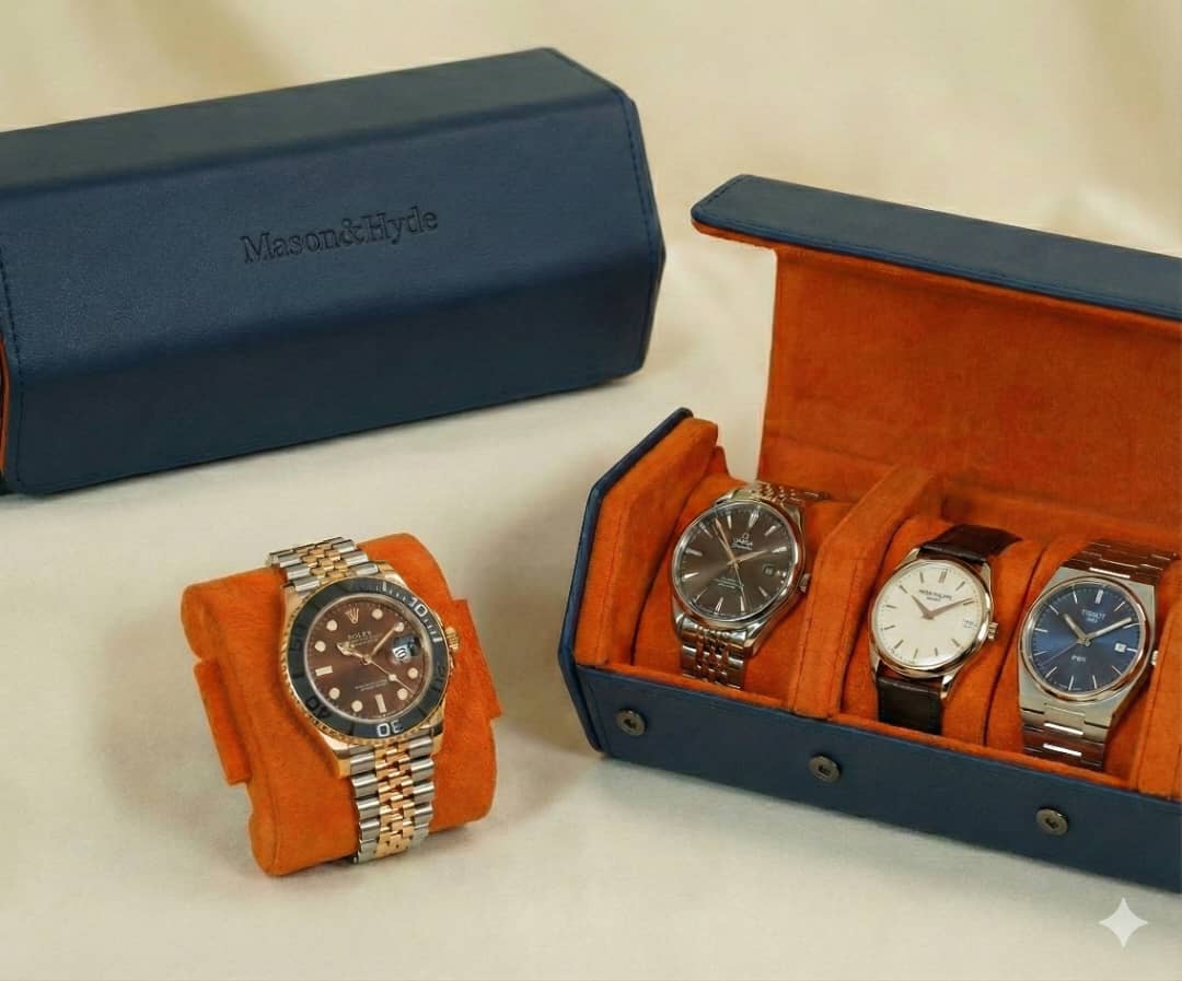 Watch Roll Case in Blue - Image 3